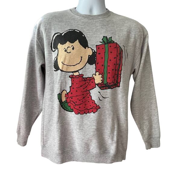 Peanuts Lucy Van Pelt with Gift Ugly Christmas Sweatshirt Size Small WORN ONCE - Picture 1 of 4